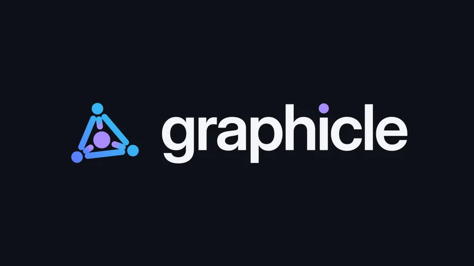 Graphicle logo from the repo: a blue-and-purple node-graph mark beside the word graphicle, on a dark background