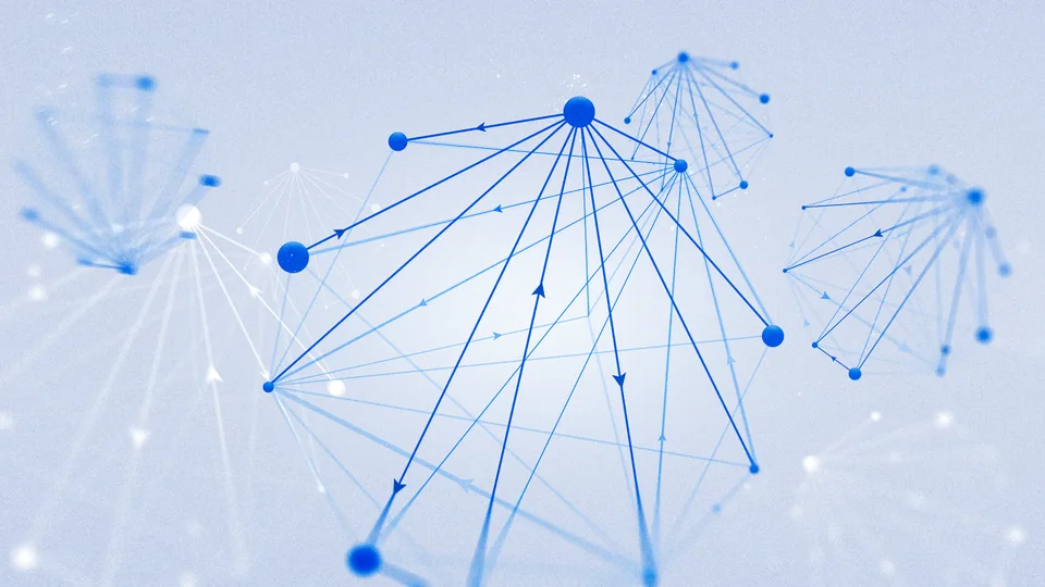 Header art from the Meta AI research blog post: blue nodes joined by thin lines on a pale background