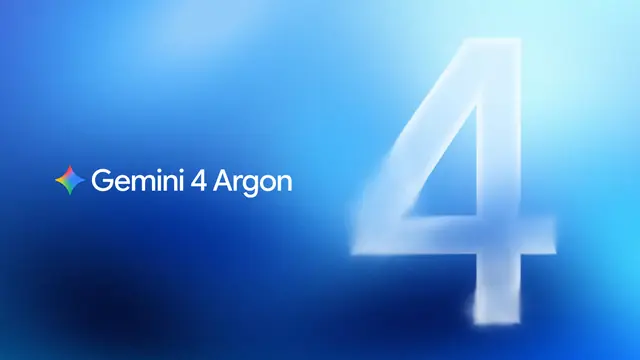 Gemini 4 Argon wordmark beside a large glassy number 4 on a blue gradient