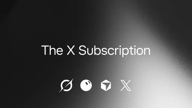 Card reading 'The X Subscription' with four small logos below it, including X and Grok, on a dark grey gradient