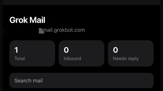 Grok Mail dashboard screenshot from @mrfundman's post