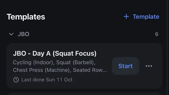 Custom workout Start screen from @RubeBuilds's post