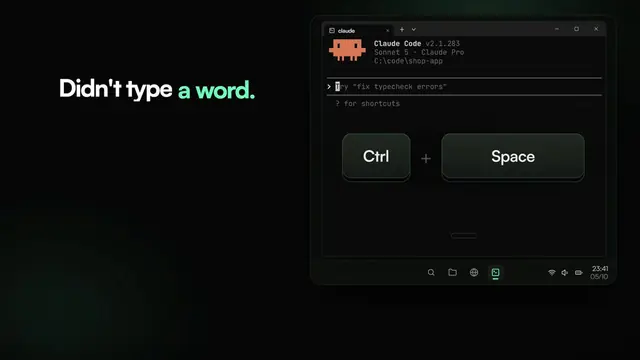 PrivateTranscribe Ctrl+Space demo art from @_Julsgaard_'s video
